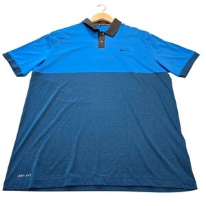 Nike Tiger Woods Collection Blue Velocity Jacquard Golf Polo Shirt, Men's Size L